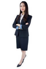 Portrait of attractive young asian businesswoman isolated white background.