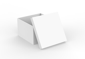 White blank rigid neck box with inner foxing for branding presentation and mock up, 3d illustration