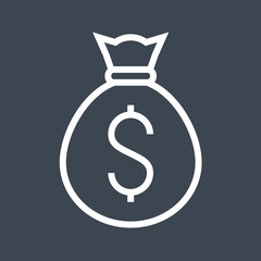 Money Bag with Dollar Thin Line Vector Icon. Flat icon isolated on the black background. Editable EPS file. Vector illustration.