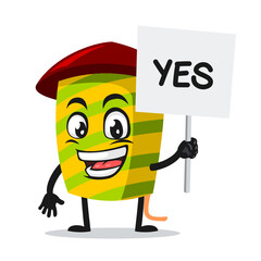 vector illustration of firework mascot or character holding sign says yes