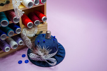 Bespoke pincushion designs in the shape of hats for dressmaking sewing craft