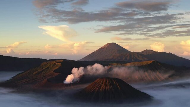 sunrise at Bromo Volcano mountain a breath of god in east Java, Indonesia