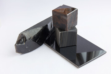 Black obsidian volcanic glass stone 