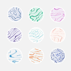 Abstract fluid liquid backgrounds, social media highlight covers