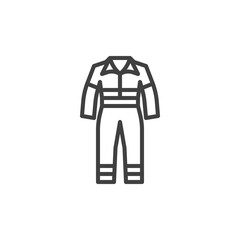 Work overalls line icon. linear style sign for mobile concept and web design. Safety coverall outline vector icon. Symbol, logo illustration. Vector graphics