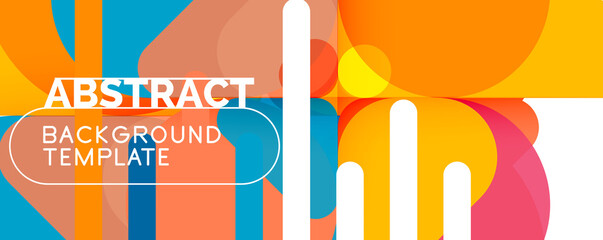 Flat geometric round shapes and dynamic lines, abstract background. Vector illustration for placards, brochures, posters and banners