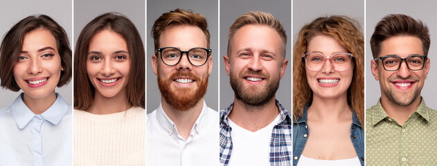 Cheerful young people looking at camera