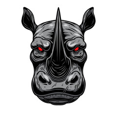 Illustration of rhino head. Design element for poster card, logo, emblem, sign. Vector illustration