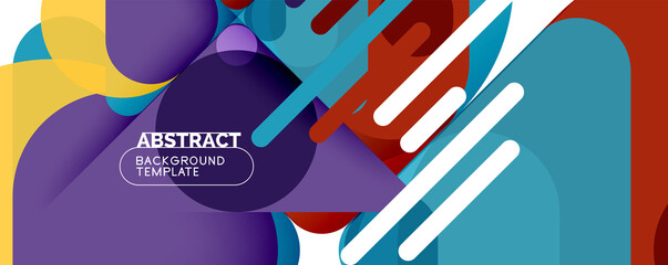 Flat geometric round shapes and dynamic lines, abstract background. Vector illustration for placards, brochures, posters and banners
