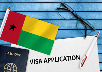 Visa application form and flag of Guinea-Bissau