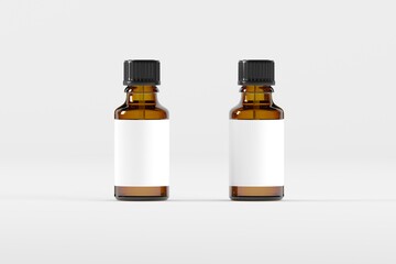 Amber Dropper Bottle Mockup 3D Illustration