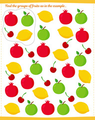  A game for children. Find all the groups of fruits and circle them as shown in the sample.