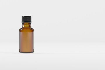 Amber Dropper Bottle Mockup 3D Illustration