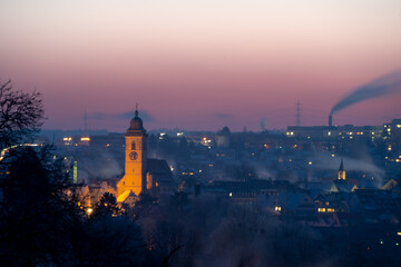 Fototapeta premium Nürtingen am Neckar im Morgengrauen