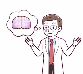 Elderly male doctor in a lab coat_I2