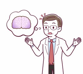 Elderly male doctor in a lab coat_I2