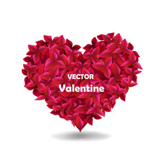 Obraz na płótnie Canvas Vector heart with red leaves. Vector illustration. Vector design.