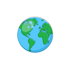 Earth globe isolated on white background. Earth icon. Vector illustration