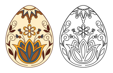 Painted eggs with floral ornaments. Elements for Easter design.