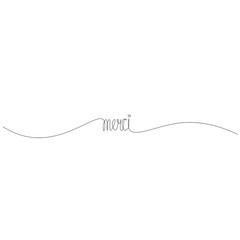 Obraz premium Merci word text on white background, vector illustration