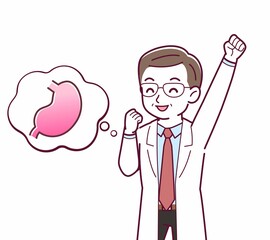 Elderly male doctor in a lab coat_I2