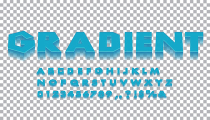 Gradient 3D style font design, alphabet letters and numbers. 