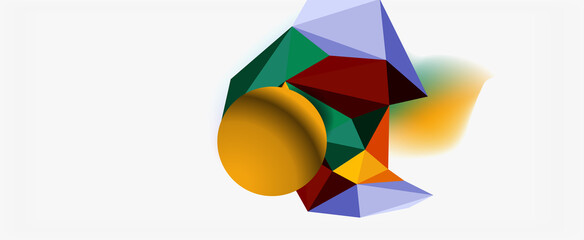 Trendy 3d geometric composition, design template for business or technology presentation, internet poster or web brochure cover