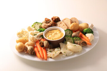 vegetable, seafood and aioli