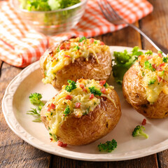 baked potato with cheese and bacon