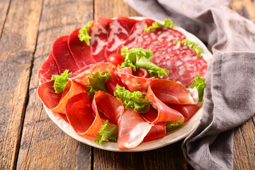 charcuterie- prosciutto ham, bacon and salami