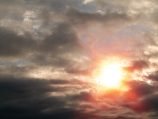 Beautiful dramatic sunset sky. Rich orange color. Nature background