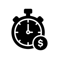 Time is money icon vector illustration in solid style about marketing and growth for any projects