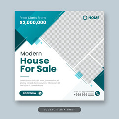 Modern house for sale social media post template