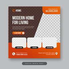 Modern home for living social media post template
