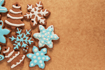 gingerbread cookies christmas background top view