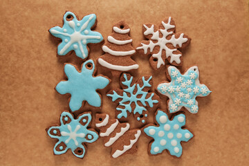 gingerbread cookies christmas background top view