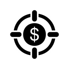 Money target icon vector illustration in solid style about marketing and growth for any projects