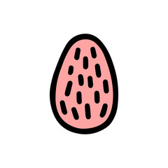  Easter decorated egg. Hand-drawn vector illustration in the doodle style. Egg a sketch. Design for Easter