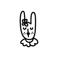 The Easter bunny. Big-eared Easter rabbit.Hand-drawn vector illustration in the doodle style. Design for Easter