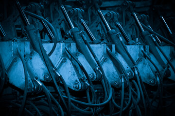 Close up of hydraulic device structure of machine