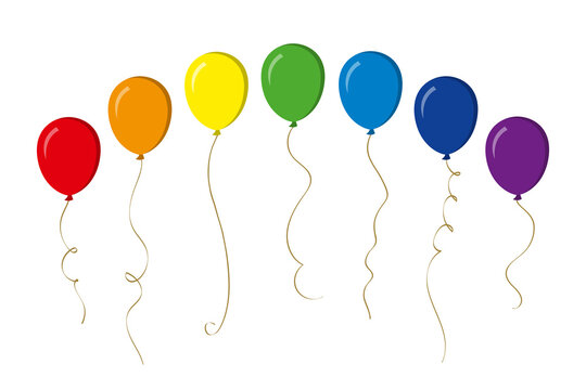 Set of colorful balloons in cartoon style isolated on white background. 