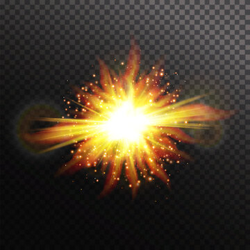 Glow effect. Star on transparent background.Bright sun. Vector illustration.