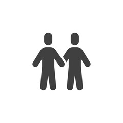 Gay couple vector icon. filled flat sign for mobile concept and web design. Two man hold hands together glyph icon. Homosexual symbol, logo illustration. Vector graphics
