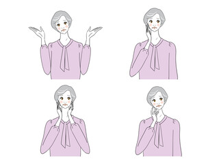 シニア女性　表情セット