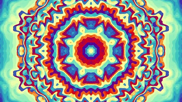 Transforming ornamental vintage mosaic Mandala. Seamless loop footage.
