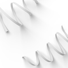 White paper serpentine ribbon isolated on white. 3D rendering illustration.