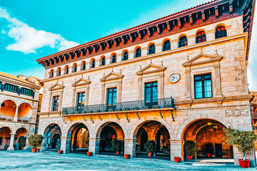Naklejka premium Typical landscapes and authentic Catalan cozy streets in cities of Spain.Catalonia.