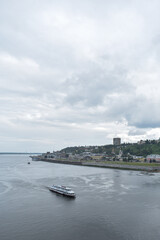 The ship sails along the Oka River. Nizhny Novgorod