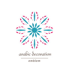 Fototapeta na wymiar Decorative symbol with arabic geometric ornament. Vector mosaic emblem design