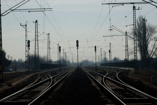 railway in the mornig
